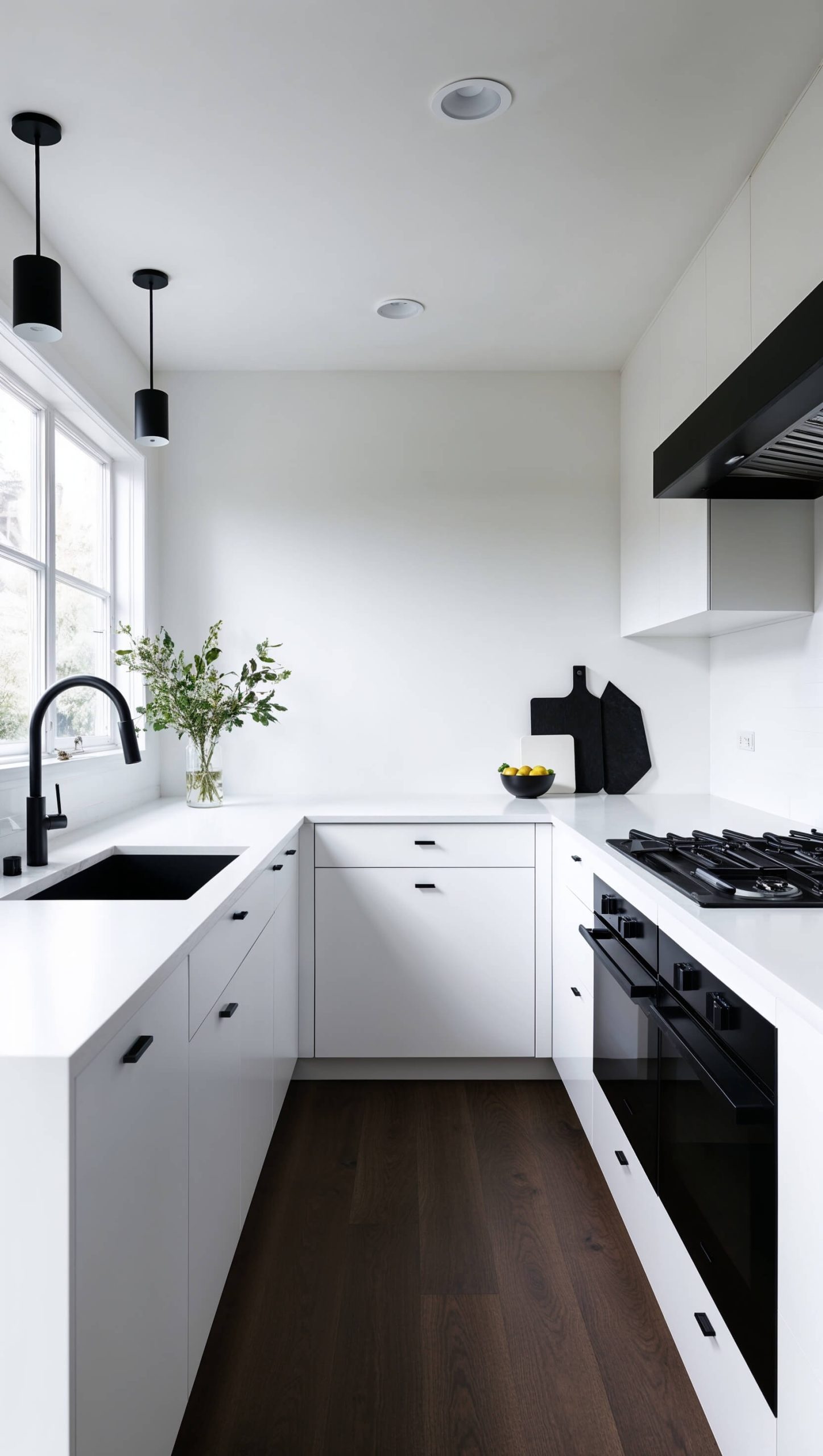 black and white kitchen